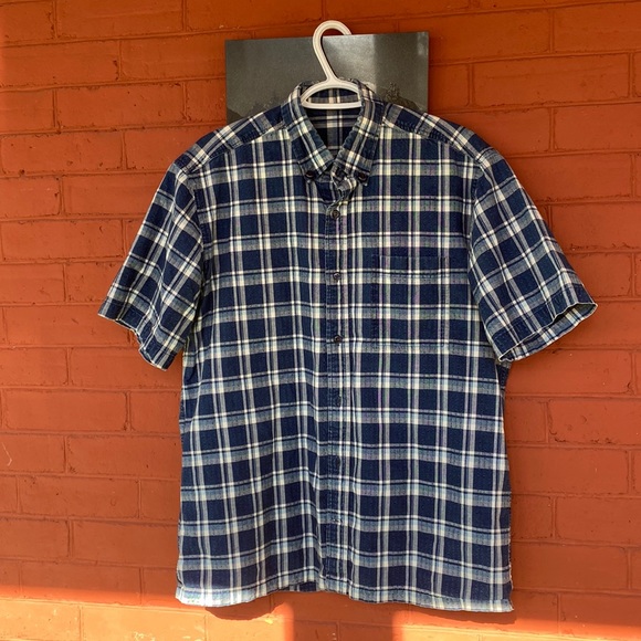 Mens Large 100% Cotton short sleeve button up, tailor made in Thailand - Picture 1 of 2